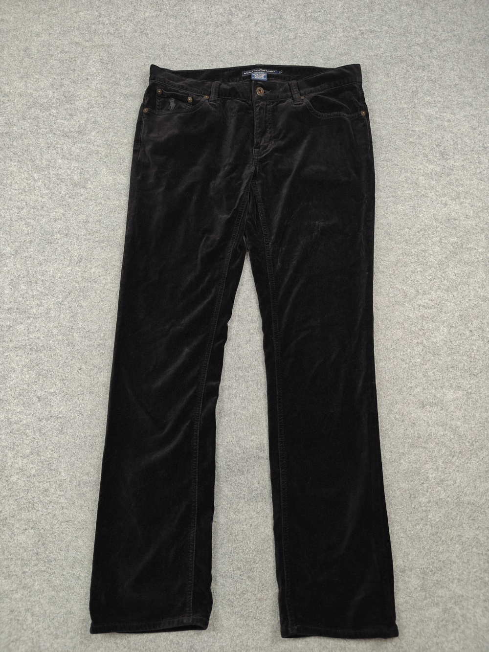 Ralph Lauren Sport Pants Womens 6 Black Corduroy Stretch Flat Front 5-Pocket